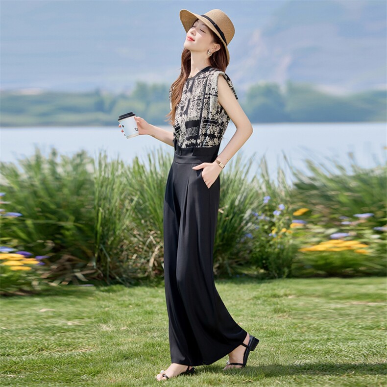 现货！夏季新款2025套装女时尚气质优雅简约洋气时髦两件套,女装套装/套裙,涵墨