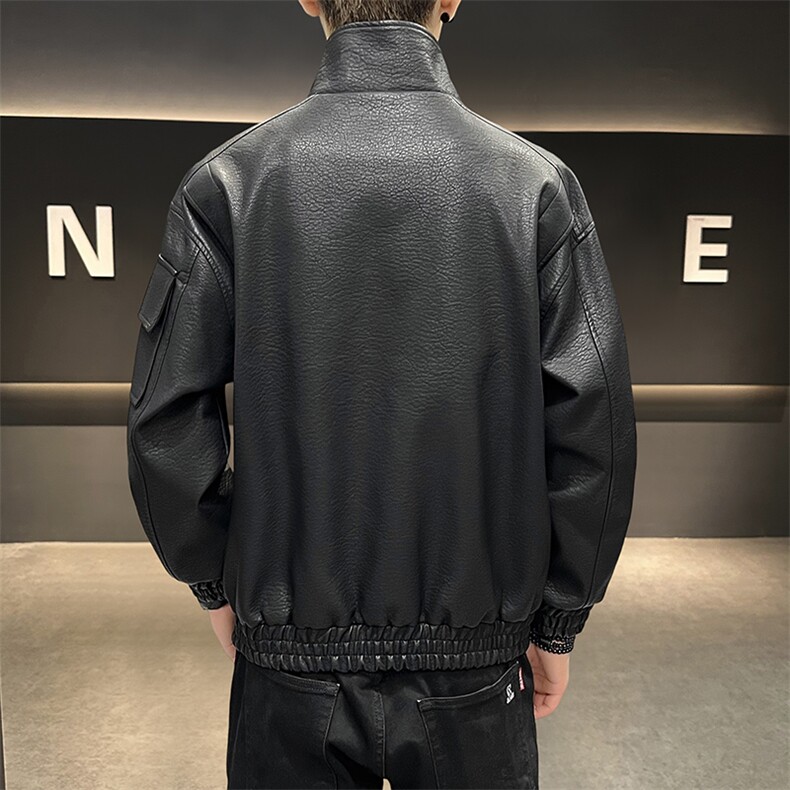 K593-P105秋冬潮流新款翻领PU皮衣男高品质防风百搭夹克外套,男装皮衣,星座507A（原星座306B-2）