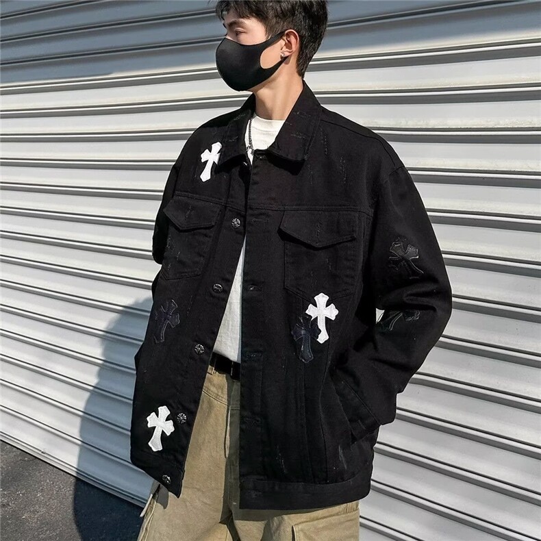 港风牛仔夹克男新款ins潮牌高街外套秋季oversize高级感痞帅衣服,男装工装外套,星座506A