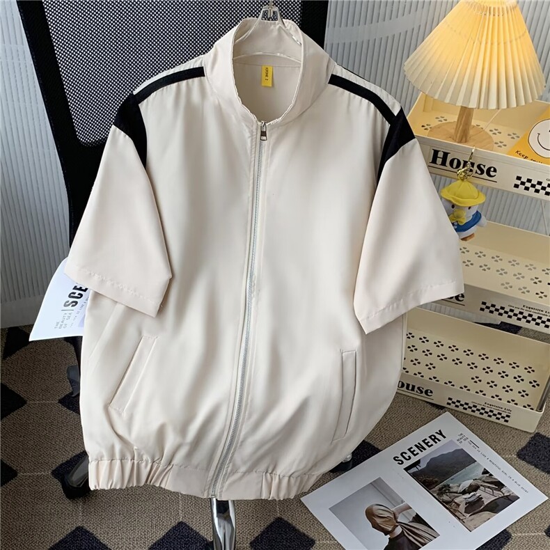套装男士韩版潮流衬衫拼色2024夏季新款ins两件套五分裤W5825-P55,男装牛仔裤,星座412-3