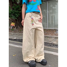 网图美式星星字母刺绣牛仔裤覆古阔腿宽松垂感拖地弯刀裤子，男装牛仔裤，星座410-6（原星座1304-1）