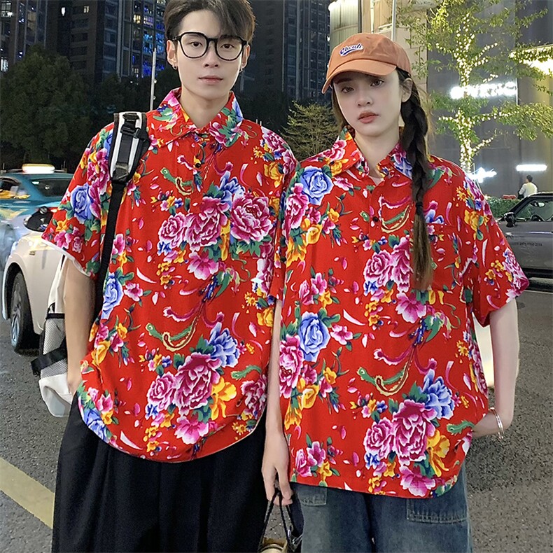 P01中性男女休闲大码花衣服polo衫宽松透气东北大花风团队服，男装Polo衫，星座115A(原星座507）