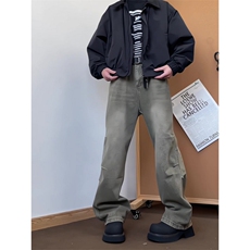 xz905-2-Z045#P65-（控98）美式高街宽松阔腿牛仔裤，男装牛仔裤，星座905