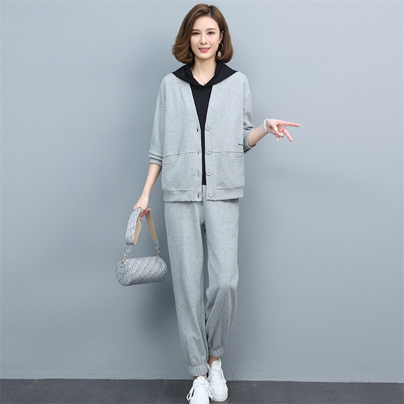 2022春季时尚简约大方气质优雅收腰显瘦休闲修身百搭潮流两件套,女装套装/套裙,丽影随形