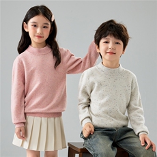 秋冬新款彩点纱儿童羊毛衫男童套头打底上衣女童圆领羊绒针织毛衣，童装毛衣，初丹羊绒童装