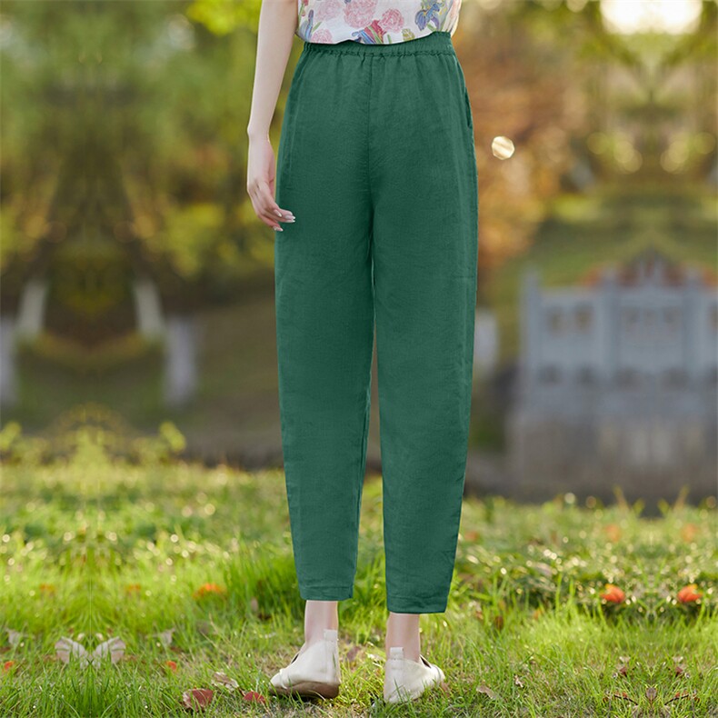 2026年春夏季苎麻小脚裤苎麻棉，女装休闲裤，江南依恋