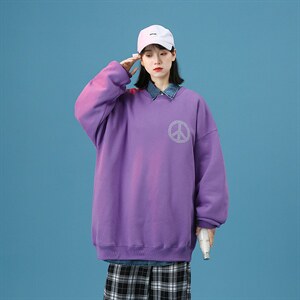 秋季新款潮牌反战标志印花中性风卫衣男女情侣外套 WY601P43控58图片
