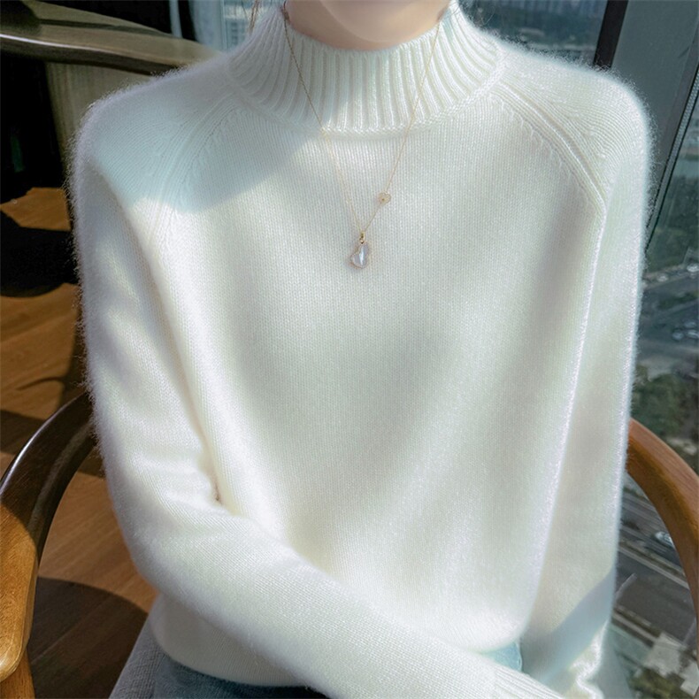 2025秋冬百搭时尚简约半高圆领纯色软糯羊绒衫，女装羊绒衫，更慕羊绒