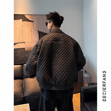 MY01-P85冬季翻领保暖菱格棉衣男短款宽松棉服男装外套，男装棉衣，星座215-1