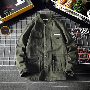 2021春秋季新日系网格风大码男潮牌工装夹克棒球领外套J961-P75图片