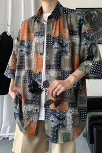 夏季痞帅衬衫男韩版潮流帅气坠感短袖衬衣外套A161-2-CT509-P45,男装T恤,电商A161-2