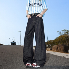 8XL-M原牛！深蓝美式阔腿牛仔裤垂感慵懒休闲拖地直通裤K9139P68，男装休闲裤，电商D206-1