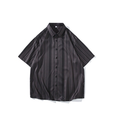 花衬衫男短袖夏季条纹休闲上衣服外套翻领大码衬衣A012/863P35，男装衬衫，电商A012