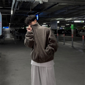 翻领灯芯绒宽松棉服男士秋季新款重工加厚高克重毛绒短款夹克外套图片