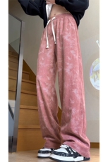 秋季扎染灯芯绒长裤Q5585-TP3558复古宽松休闲直筒裤子男女，男装休闲裤，电商A102