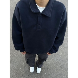 抖音得物高品质二开 25秋冬美式高街结构设计POLO翻领卫衣外套W77图片