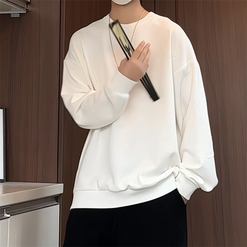 S5015/特P30春装新款高个性套头提花卫衣男潮流宽松长袖T恤外套图片