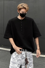 2025夏季新款外景黑墙大码美式高街短袖M-5XHT25466-特P20，男装T恤，电商A022