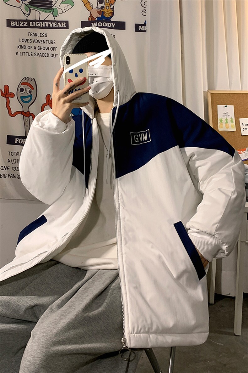 1港风连帽宽松休闲拉链时尚棉衣男女大码棉服男外套男7786P60控98,男装棉衣,星座226-2
