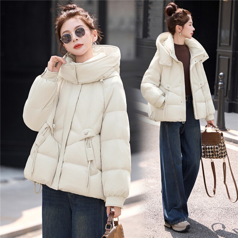 时尚连帽短款羽绒服女2025冬季新款小个子显瘦加厚保暖白鸭绒外套，女装羽绒服，琦鑫阁（原依鑫阁）