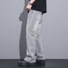 直筒裤男春季休闲阔腿裤美式微喇宽松裤潮流百搭阔腿裤子7003-P55，男装休闲裤，电商A178