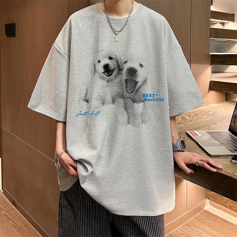 华夫格t恤男短袖男大码五分袖HT73455-P22，男装T恤，电商A040