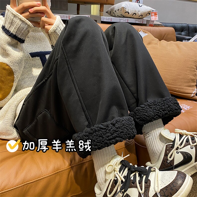 羊羔毛棉裤男冬季加绒加厚纯色保暖休闲裤K3703-B315-特P40控78，男装休闲裤，电商B315