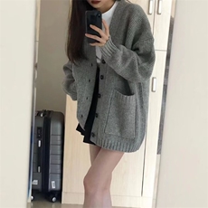 【005】针织毛衣女秋冬季外搭宽松慵领开衫外套A079-M10-P47-53，男装针织衫/毛衣，电商A079