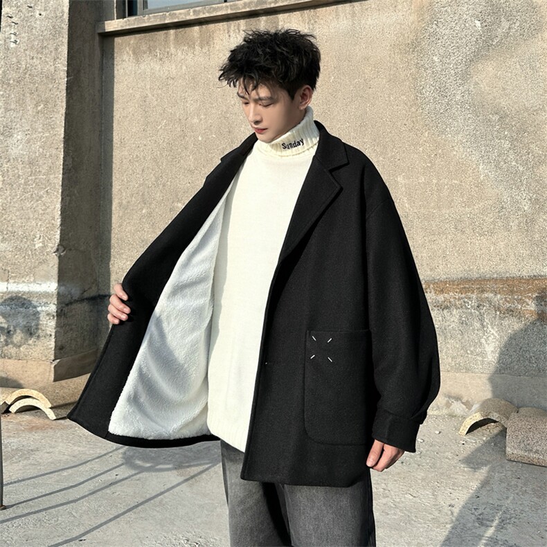 加绒加厚毛呢大衣西装外套潮504-F61-P75控118（加绒P85控128）,男装毛呢大衣,星座504
