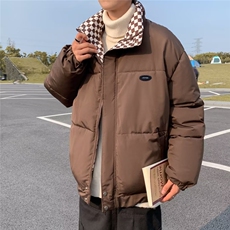 新款冬季ins美式复古棋盘格服外套男衣袄情侣面包服潮MY005，男装棉衣，星座1116A-1（原606A）
