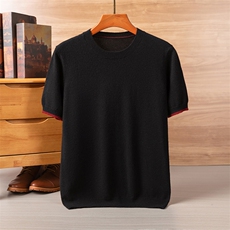 2025秋冬百搭时尚简约圆领短袖针织羊绒衫，男装羊绒套衫，美创羊绒