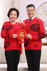 2025年秋季通勤套头中老年男女款中老年情侣龙凤福图片