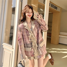 现货蕾丝拼接复合西装外套+短裙套装2C206-L758-P225-K368，女装套装/套裙，2C206