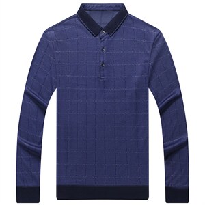 长袖T恤男士卫衣春秋季2023新款纯色翻领打底衫上衣服中老年男装图片
