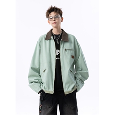 GENIOLAMODE底特律工装夹克男女秋季薄荷绿新款情侣翻领潮牌外套，男装夹克，星座706