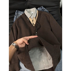假两件毛衣男女秋冬季套头针织衫潮流修身外套潮牌新款LMY700-p55，男装针织衫/毛衣，星座1008