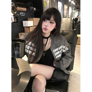 小众设计字母印花外套男款春秋高街潮痞帅棒球服夹克WLW2211-P66图片