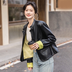 新中式国风盘扣皮衣外套女2025春秋季新款高级感独特超好看皮夹克,女装短外套,美静678,浙宝-网红风 新中式国风盘扣皮衣外套女2025春秋季新款高级感独特超好看皮夹克,女装短外套,美静678,浙宝-网红风