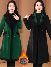 【大货已出】两面穿加厚毛呢大衣女新款中长款小香风呢子外套，女装羊羔毛/颗粒绒，韩蔻秀