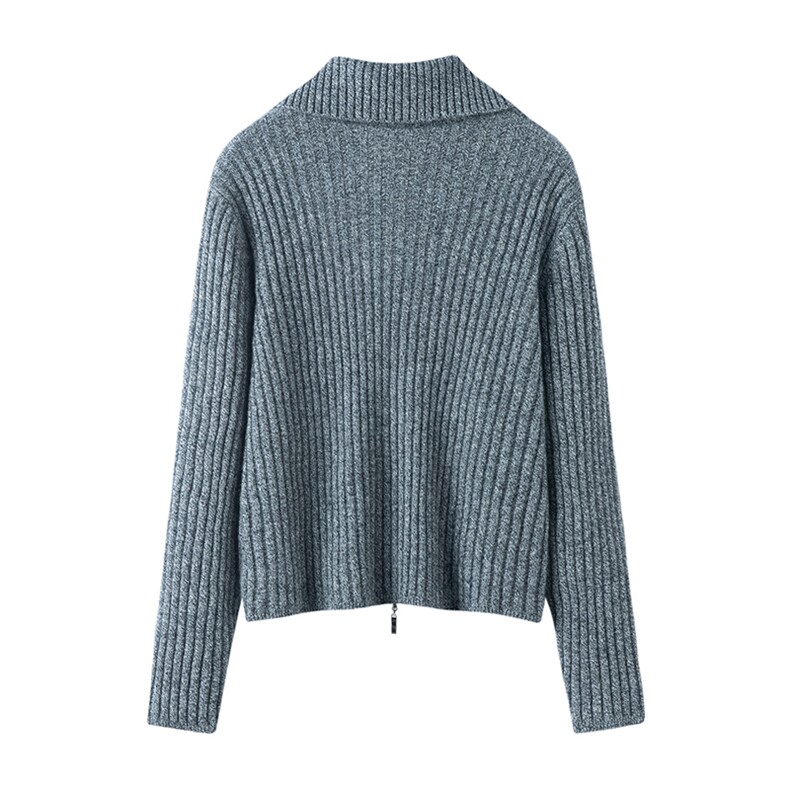 2025年秋季新款花纱坑条针织羊绒开衫时尚休闲通勤百搭舒适,女装羊绒衫,暖习羊绒