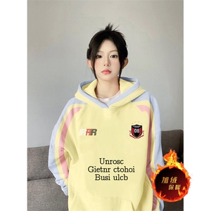 抖音得物供货 提供视频 秋冬重磅美式宽松接拼连帽卫衣3285图片
