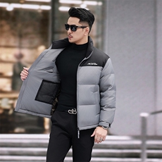 90%白鸭绒中青年羽绒服夹克男立领青年面包服羽绒服外套大衣，男装羽绒服，钱塘723
