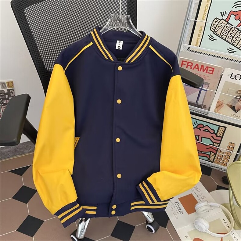日系潮流文艺慵懒流行ins龙凤尼拼皮毛巾绣棒球服百搭W6810-P62,女装职业装,星座412-3
