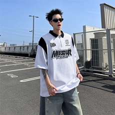 2025新款半拉链polo衫短袖白色t恤半袖夏季情侣男女现货T1856-P30，男装Polo衫，星座512-3