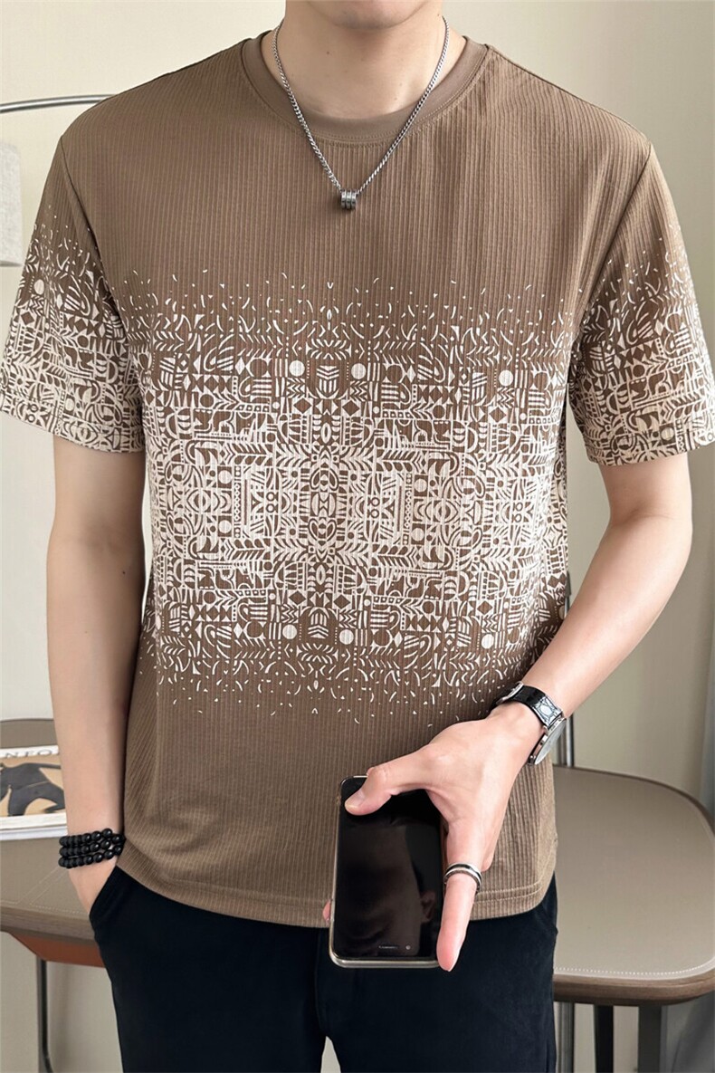 店主风棉麻定制面料品质高级感夏季短袖t恤男C317-77191-P55,男装T恤,电商C317