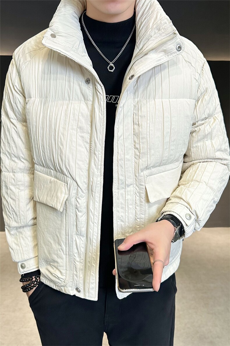 店主风羽绒服男2025冬款纯色坑条保暖外套男上衣B317/58088/P185,男装羽绒服,电商B317