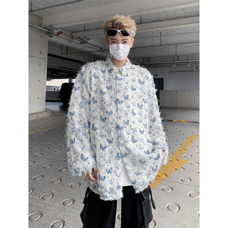 潮牌设计感小众衬衣ins痞帅夏季高级感彩色流苏衬衫-CS015-网络图,男装衬衫,星座1002-2