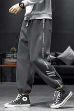 2021新款加绒沙发深灰色休闲宽松运动裤A061-K1860-P55控价68，男装休闲裤，电商A061