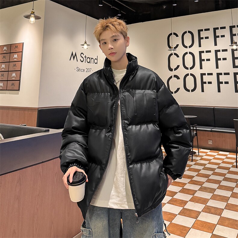 冬季立领pu皮衣羽绒棉服男外套M2881钢印P85直播,男装皮衣,星座1904A