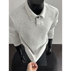 美式复古纯色翻领套头卫衣男女宽松休闲百搭POLO衫T恤W4710-特P26，男装T恤，电商A007